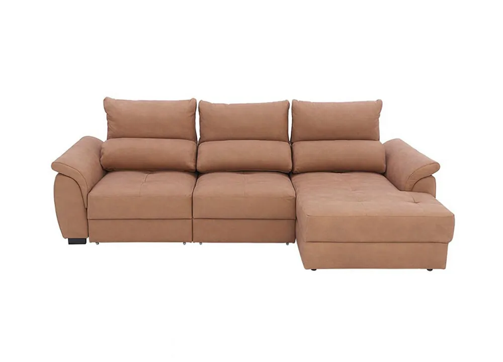 Chaise longue con cama BENSON derecha 4 plazas camel - Sofás sillones puffs