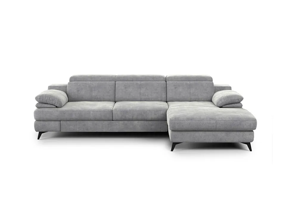 Chaise longue con cama TITUS derecha 4 plazas gris - Sofás sillones puffs