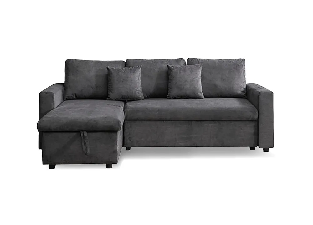 Chaise longue DRAKO reversible 3 plazas gris oscuro - Sofás sillones puffs