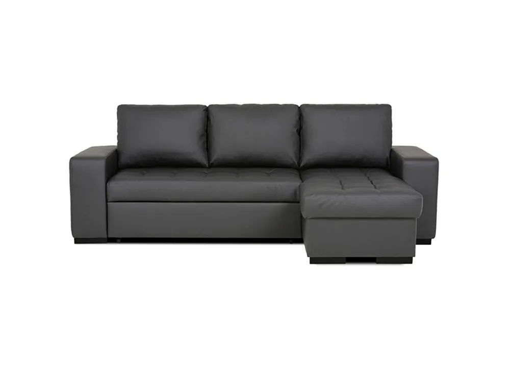 Chaise longue cama piel sintética HARRY reversible 3 plazas gris - Sofás sillones puffs