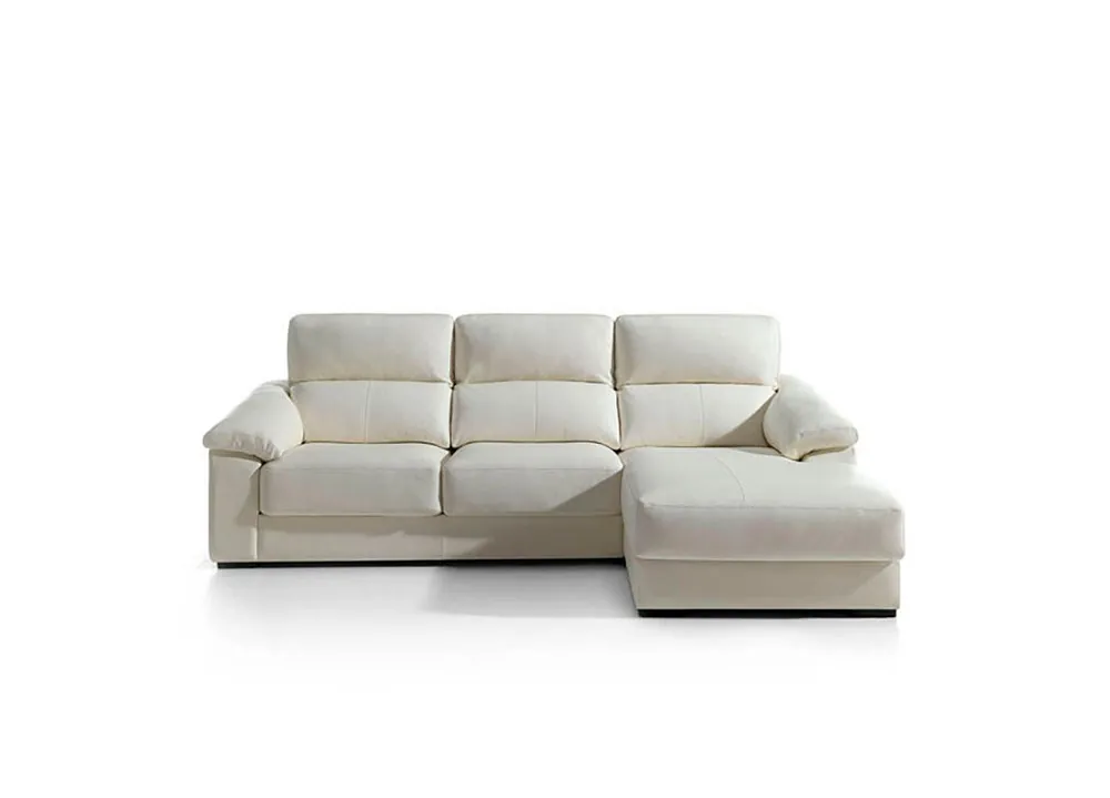 Chaise longue piel WILLY derecha 4 plazas beige - Sofás sillones puffs