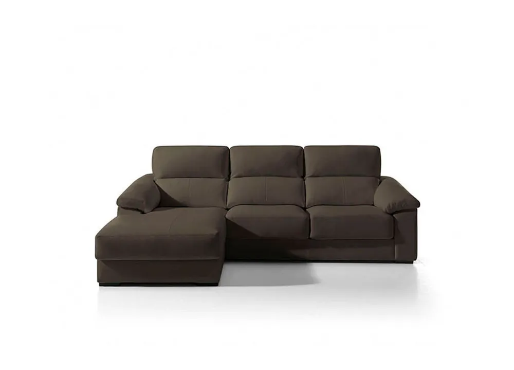 Chaise longue piel WILLY izquierda 4 plazas beige - Sofás sillones puffs