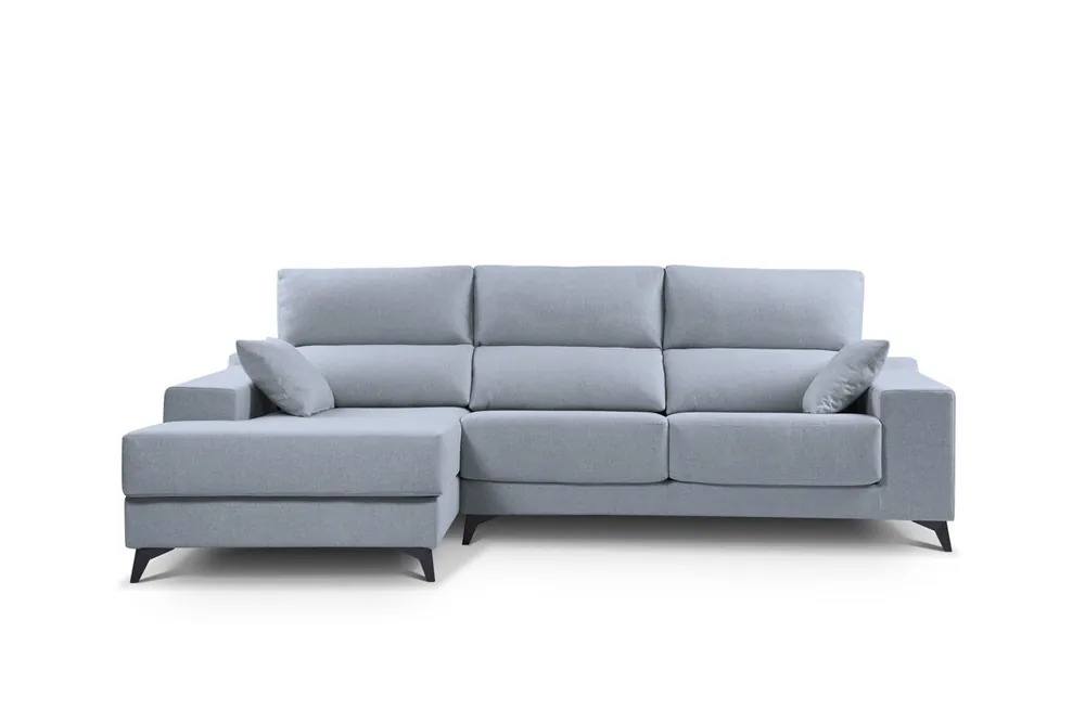 Chaise longue S con arcón NOELIA izquierda 3 plazas azul claro - Sofás sillones puffs