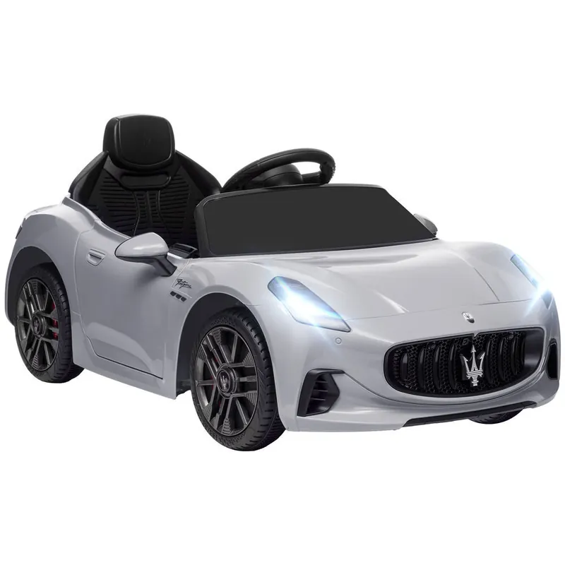 AIYAPLAY Coche Eléctrico para Niños de +3 Años Maserati Gran Turismo Folgore 2 Motores Potentes Coche Eléctrico con Batería 12V Mando a Distancia 2,4G Ruedas Auxiliares Faros Bocina y MP3 Rojo - Electrónica