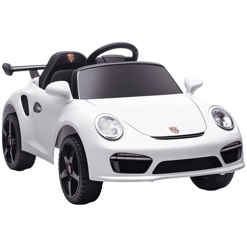 AIYAPLAY Coche Eléctrico para Niños con Licencia RUF CTR 3 Clubsport, Coche de Batería 12V, con Mando a Distancia 2,4 G, Motor Doble, Música Inalámbrica, Bocina, Ruedas Auxiliares y Faros LED, Blanco - Electrónica
