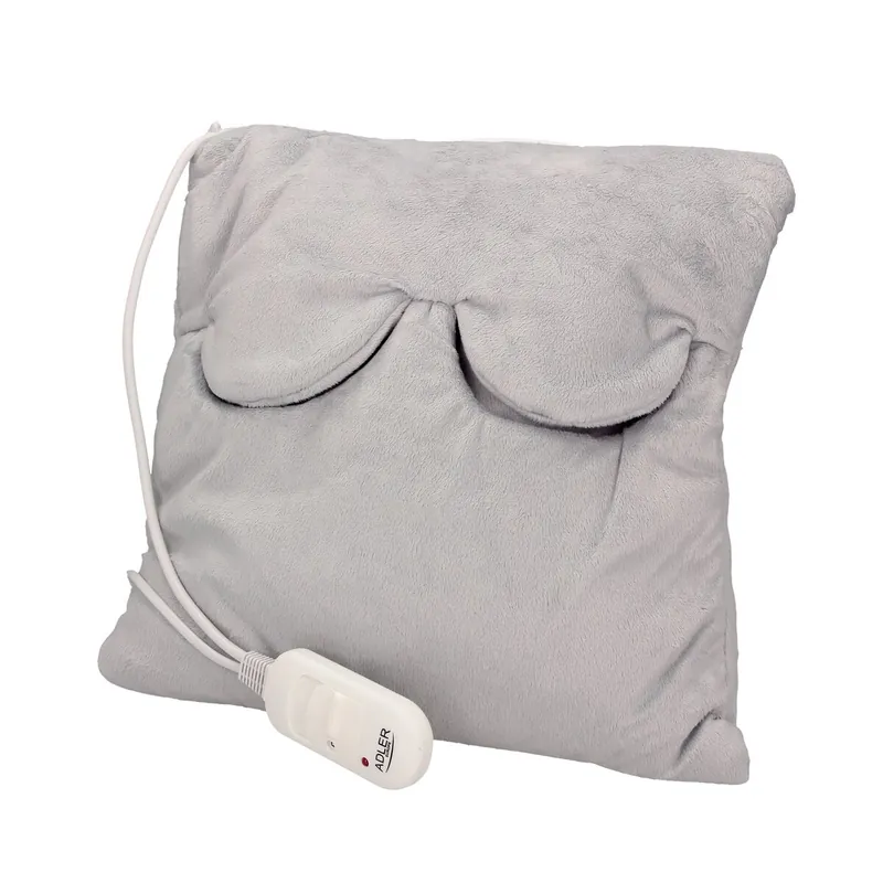 Adler AD 7403 Cojín Eléctrico Calor, 38x38 cm, Cervicales, Cuello, Espalda, Lumbar, 2 Niveles Temperatura, Lavable, 80 , Blanco/Gris - Electrodomésticos
