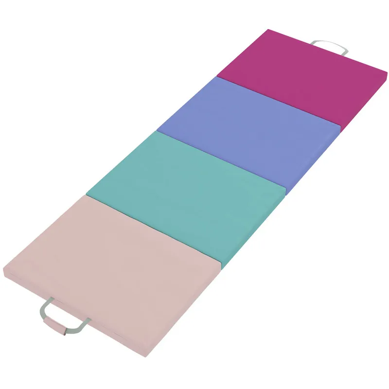 SPORTNOW Colchoneta Gimnasia Plegable de Grosor de 5 cm, Tapete de Ejercicio con Asas de Transporte, Bolsa, Esterilla de Gimnasia para Yoga, Aeróbic, Artes Marciales, Multicolor - Deporte