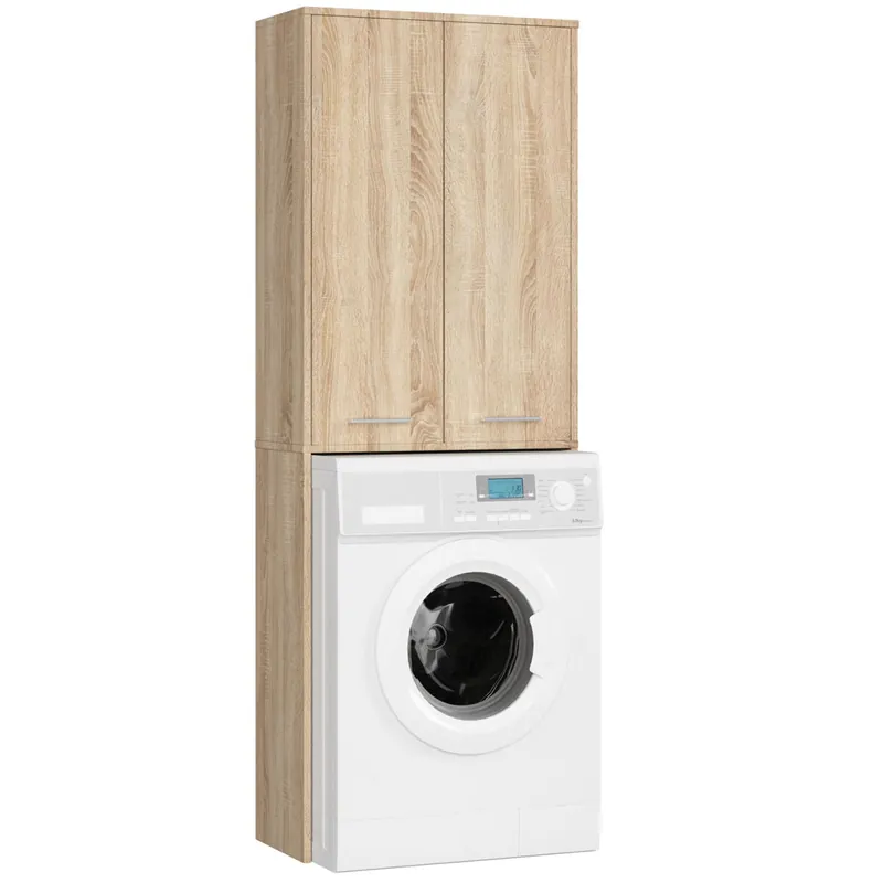 Columna de baño AKORD FIN para lavadora Grafito Gris 64 cm 2 puertas frente en color Blanco 4 estantes 64x30x180 cm