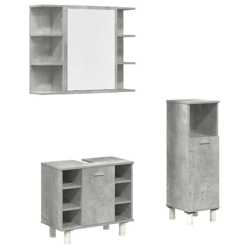 vidaXL Set muebles de baño 2 piezas madera contrachapada gris hormigón
