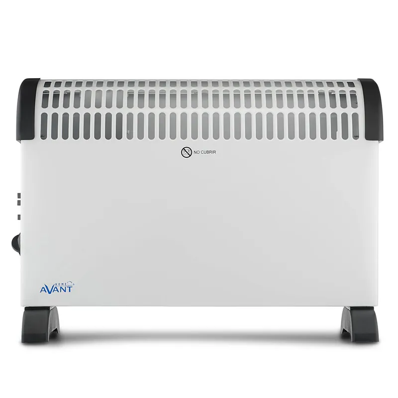 AVANT AV7580 - Convector con Calefactor De Aire 2000w con 3 Niveles De Potencia: 750w - 1250w - 2000w. Termostato Regulable, Asas para Transporte, Protección Sobrecalentamiento. Color Gris