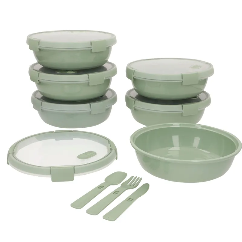 Curver Pack 6 recipientes herméticos Ø20x7 cm (1L) c/cubiertos - Cocina