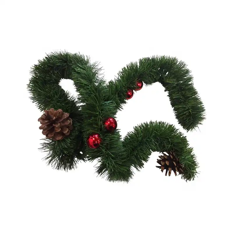 Adorno navideño, Ornamento de Navidad 800x8x8 cm, Verde y Rojo - Decoración