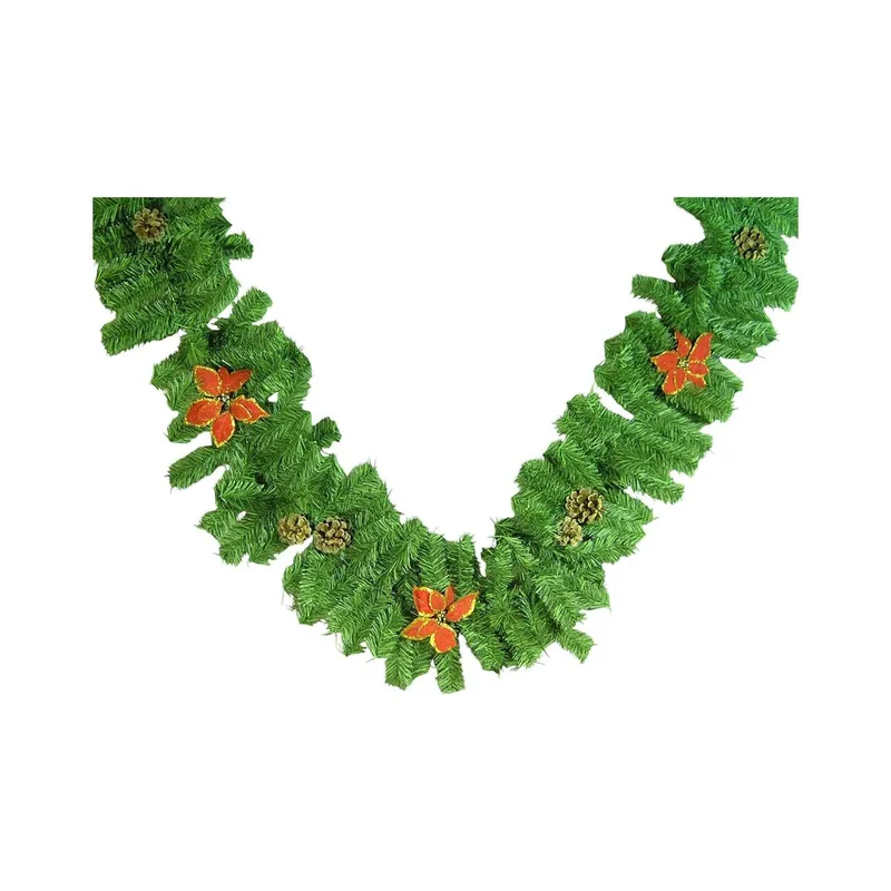 Adorno navideño, Ornamento de Navidad 220x25x25 cm, Verde y Rojo - Decoración