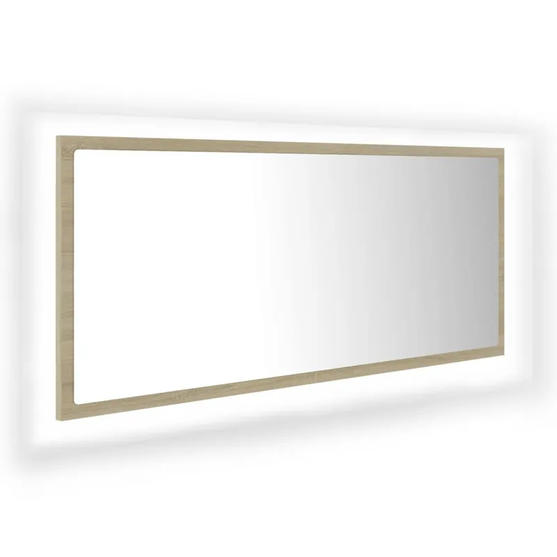 vidaXL Espejo de baño LED acrílico color roble Sonoma 100x8,5x37 cm