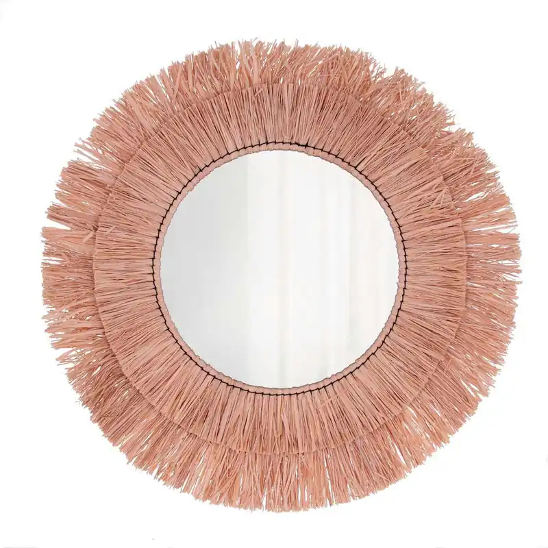 Espejo MOA Vinthera circular rafia marrón Ø57 cm - Decoración