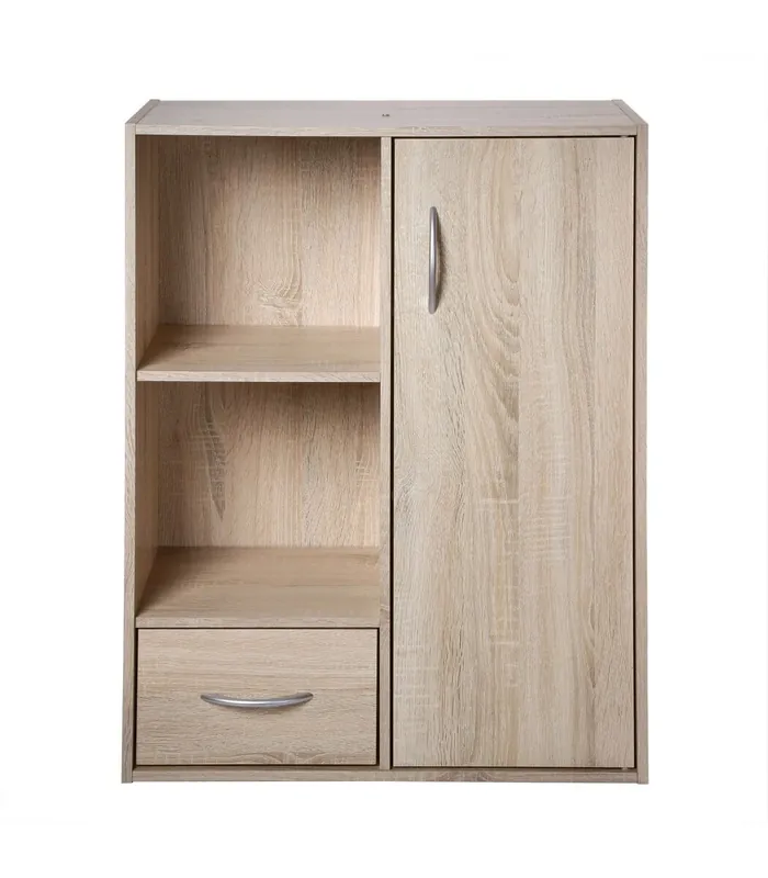 Estante de almacenamiento con 2 compartimentos, 1 cajón y 1 armario - L61,5 cm