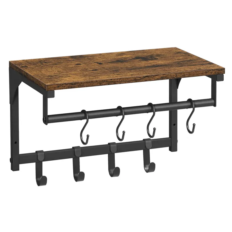 SOPORTE de pared con perchas de 40 cm, marrón/negro - Decoración