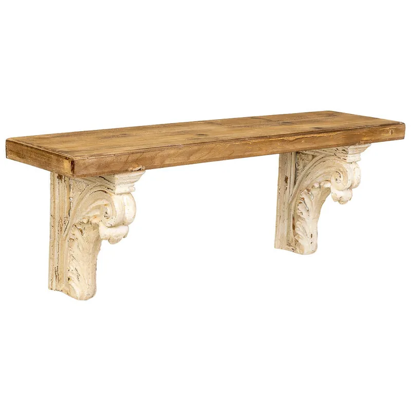 Estante de pared de magnesio y madera marrón y blanco 110x29x40h cm - Muebles