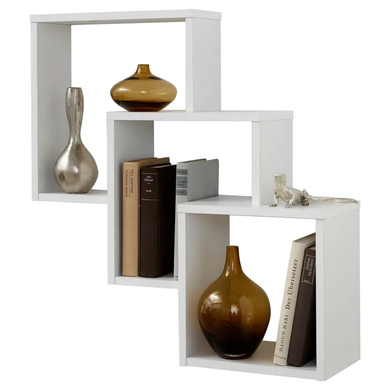 FMD Estantería de pared con 3 compartimentos blanco - Muebles