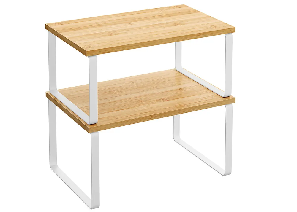 ESTANTE para la mesa 2 piezas, blanco/bambú - Muebles