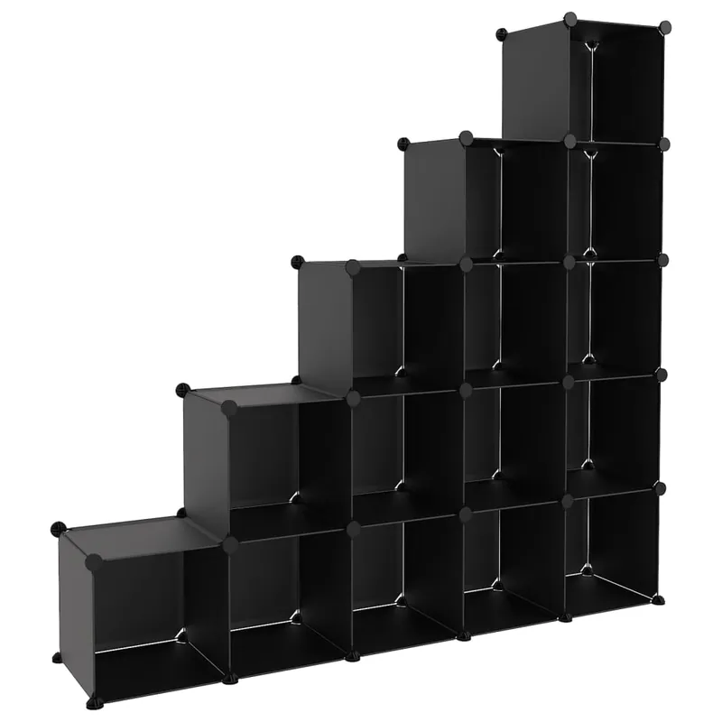 vidaXL Estantería de cubos con 15 compartimentos PP transparente - Muebles