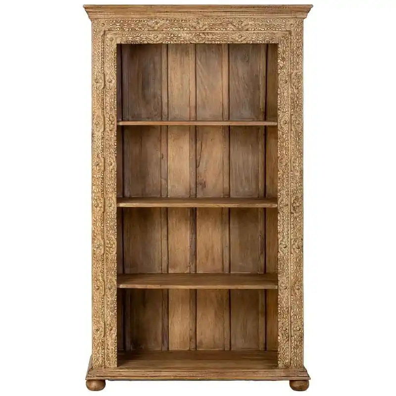 Estantería de Madera artesanal marrón con 4 baldas 106x43x180h cm - Muebles