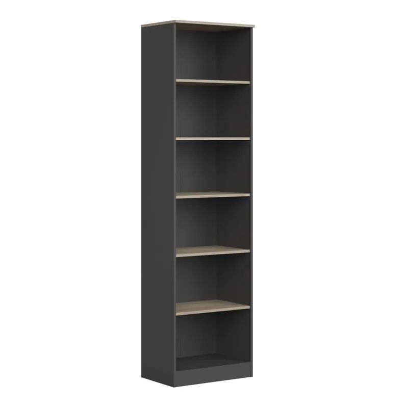 Estantería de Oficina Nibis Industrial 6 Estantes Color Roble Sonoma y Gris Antracita 60x223x40 cm - Muebles