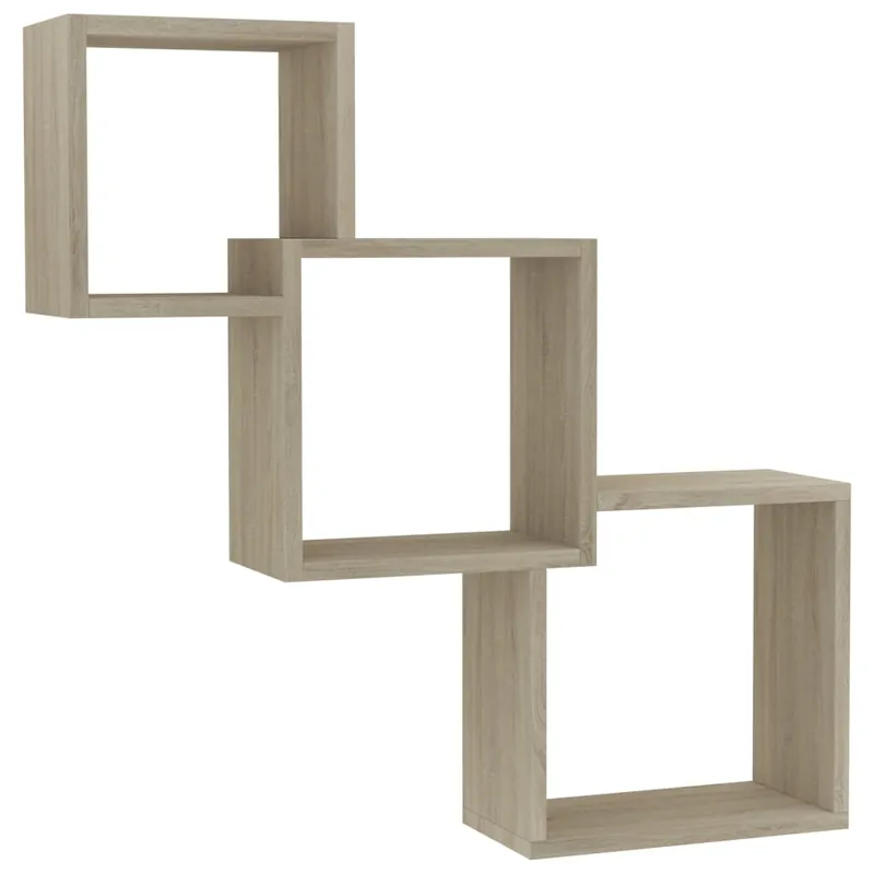 Estantería de pared - balda de pared - estante de pared de cubo contrachapada color roble 68x15x68cm