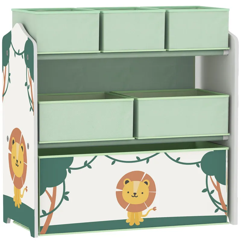 AIYAPLAY Estantería Infantil para Juguetes, con 6 Cajas Extraíbles de Tela no Tejida, Organizador de Juguetes de 3 Niveles, para Habitación Infantil, Sala de Juegos, Guardería, 63x30x66 cm, Verde - Bebé