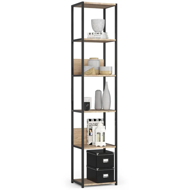 Estantería loft 40 cm AKORD metálica Blanco con 6 estantes en Gris 40x32x191 cm - Muebles
