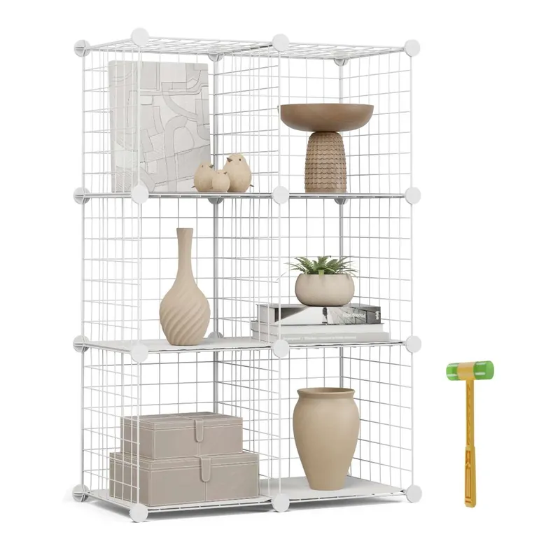 Estantería Modular Titan C6 Newlux Negro Metálica 6 Cubos (64,5x94,5x31,5cm) - Muebles
