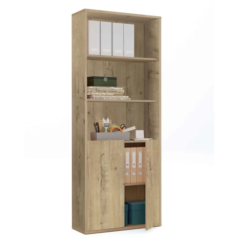 Estantería Oficina color Roble Gold 197x76x33 cm Librería moderna - Muebles