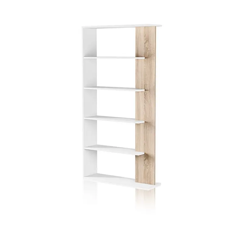 Estantería Opal Blanco Artik (Blanco Mate) - Roble Canadian 90 x 180 x 25 cm