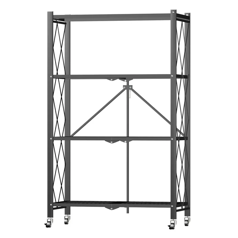 Estantería plegable HomeMiYN de 3 a 4 niveles, multifuncional, con ruedas, 71 x 34 x 121 cm, color negro. - Muebles
