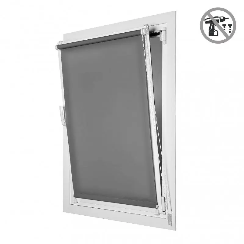 Estor traslúcido EasyFix, Estores enrollables de instalación sin taladrar Gris, 45 x 180 cm - Textil