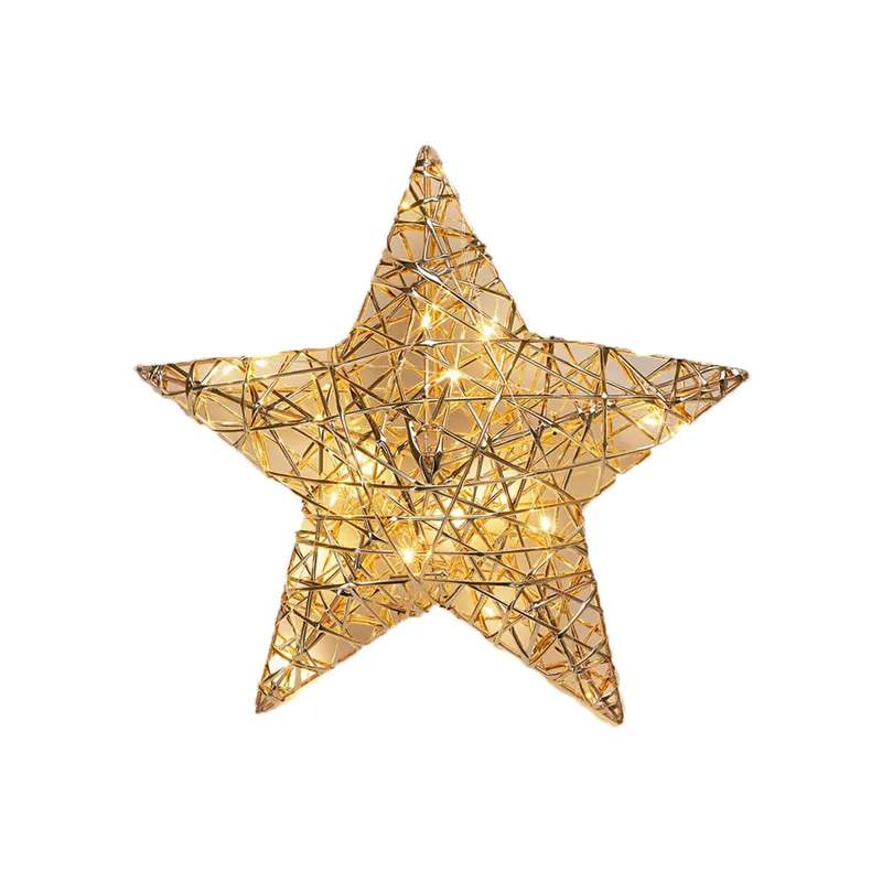 Well Home Estrella Navideña en color Oro Champagne con 20 Luces LED blancas cálidas 30x8x30cm - Decoración