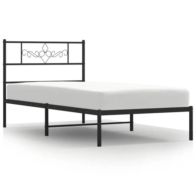 Estructura de cama con cabecero metal negro 100x190 cm con cabecero - Descanso
