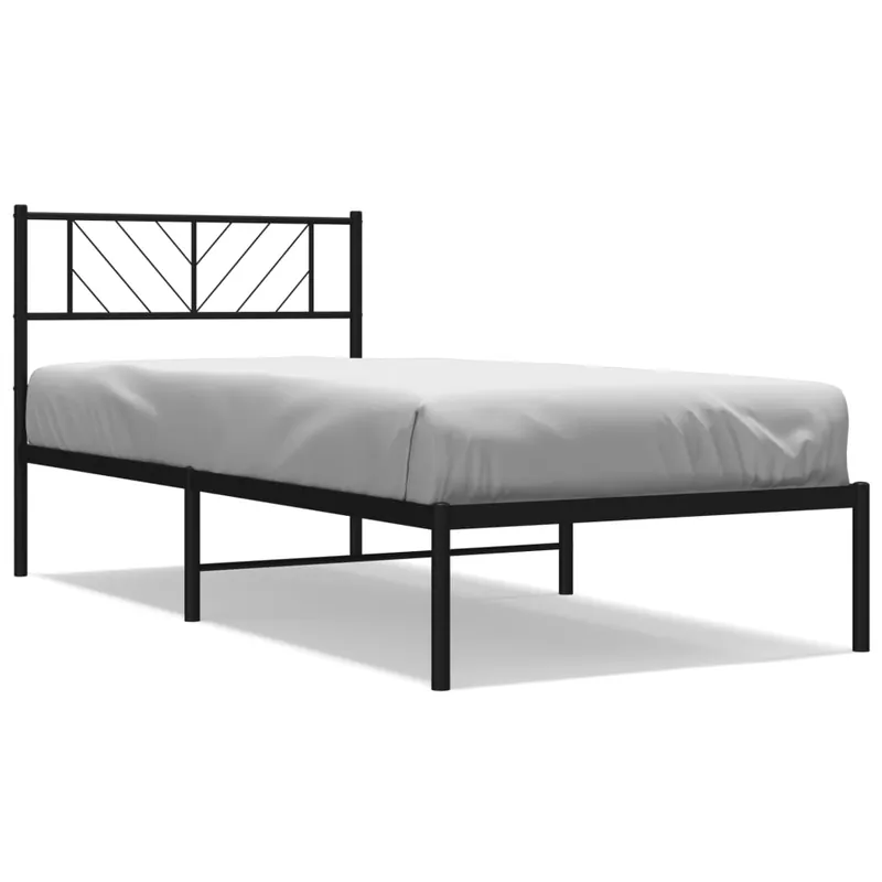 Estructura de cama con cabecero metal negro 100x190 cm con cabecero - Descanso