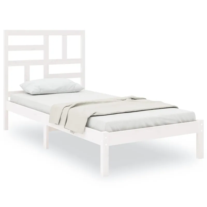 Estructura de cama madera maciza de pino blanco 100x200 cm - Descanso