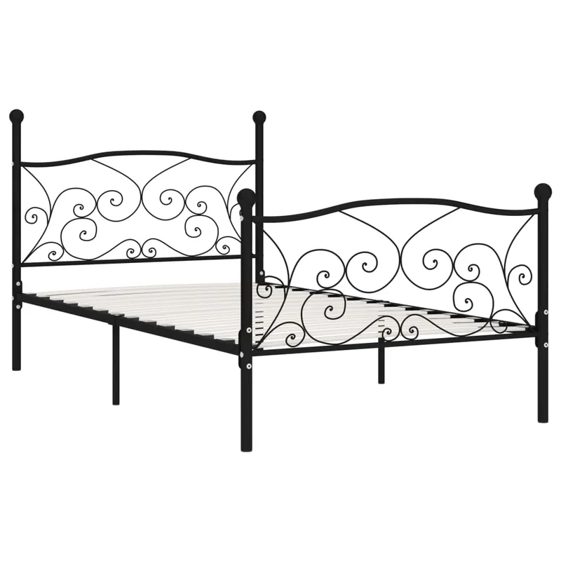 Estructura de cama con somier metal negro 100x200 cm - Descanso