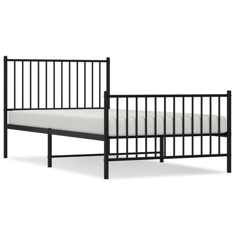 Estructura cama metal con cabecero y pie cama blanca 100x200 cm con cabecero y pie de cama - Descanso