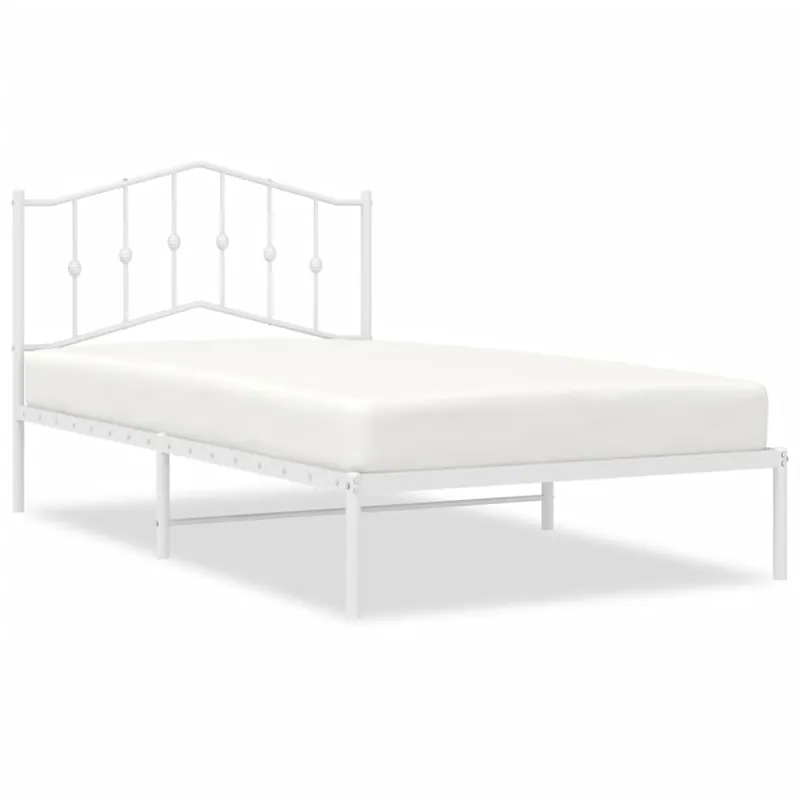 Estructura de cama de metal con cabecero blanco 100x200 cm con cabecero - Descanso