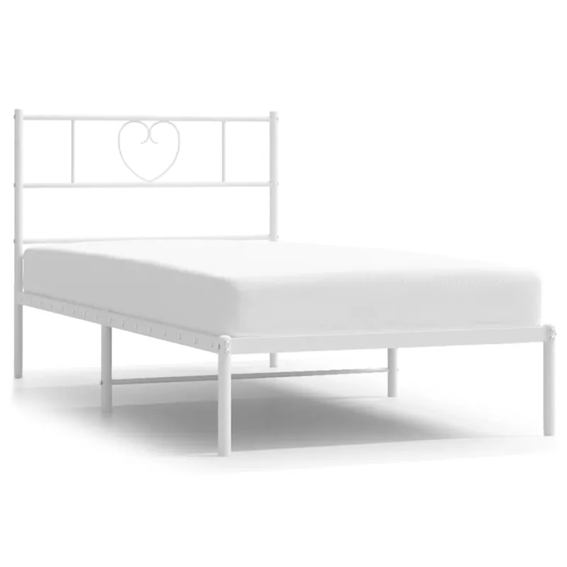 Estructura de cama de metal con cabecero blanco 100x200 cm con cabecero - Descanso