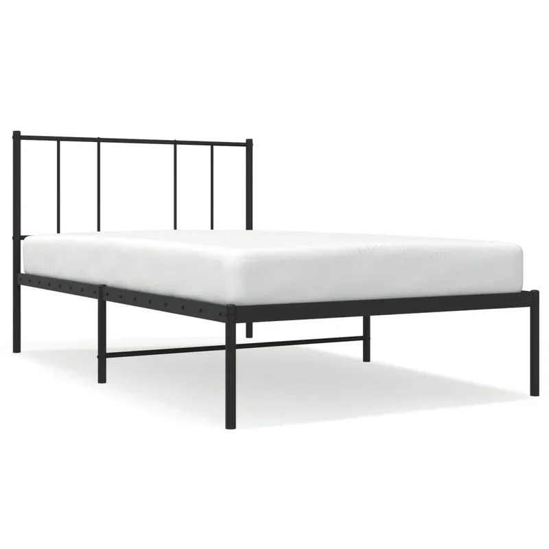 Estructura de cama de metal con cabecero blanco 100x200 cm con cabecero - Descanso