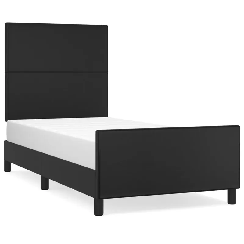 Estructura de cama con cabecero cuero sintético gris 100x200 cm Diseño plano - Descanso