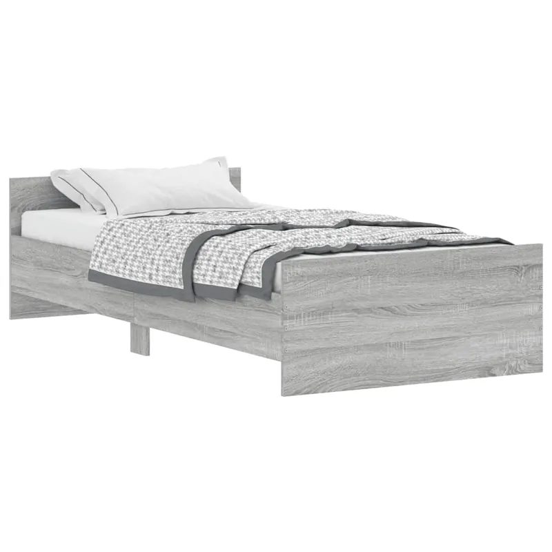 Estructura de cama madera contrachapada roble humo 100x200 cm - Descanso