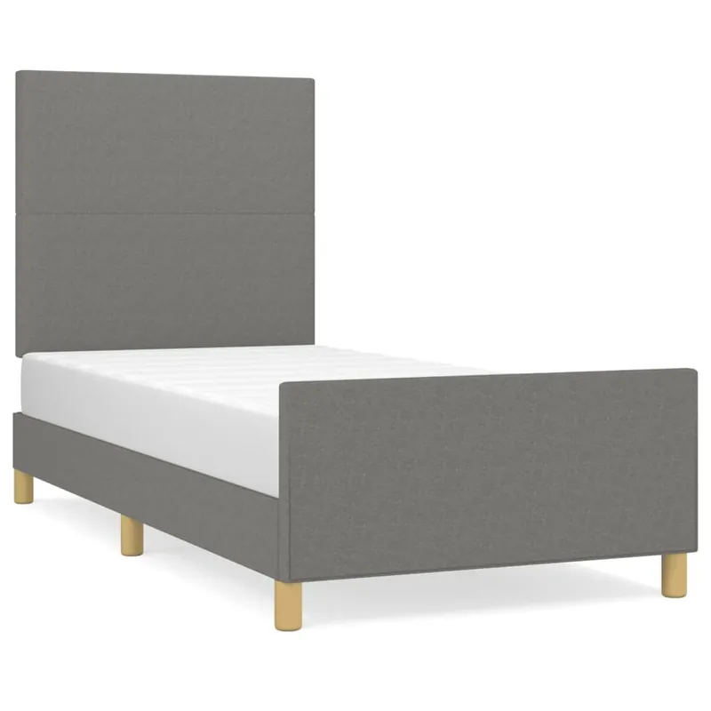 Estructura de cama con cabecero de tela negro 100x200 cm Diseño plano - Descanso
