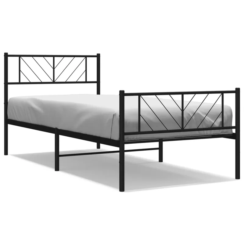 Estructura de cama con cabecero y estribo metal negro 107x203cm con cabecero y pie de cama - Descanso