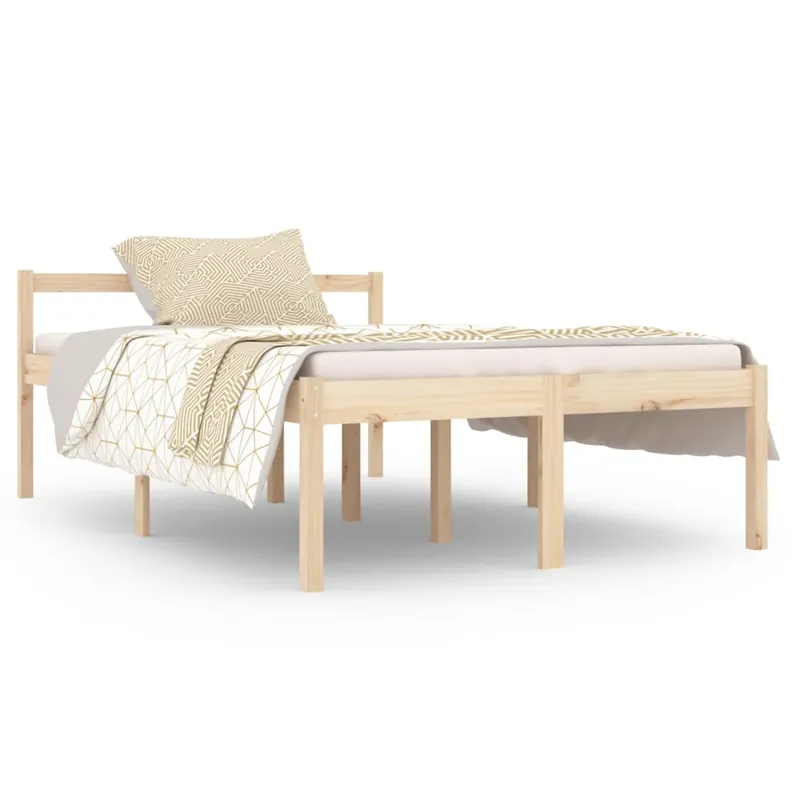 Estructura de cama madera maciza pequeña doble 120x190 cm - Descanso