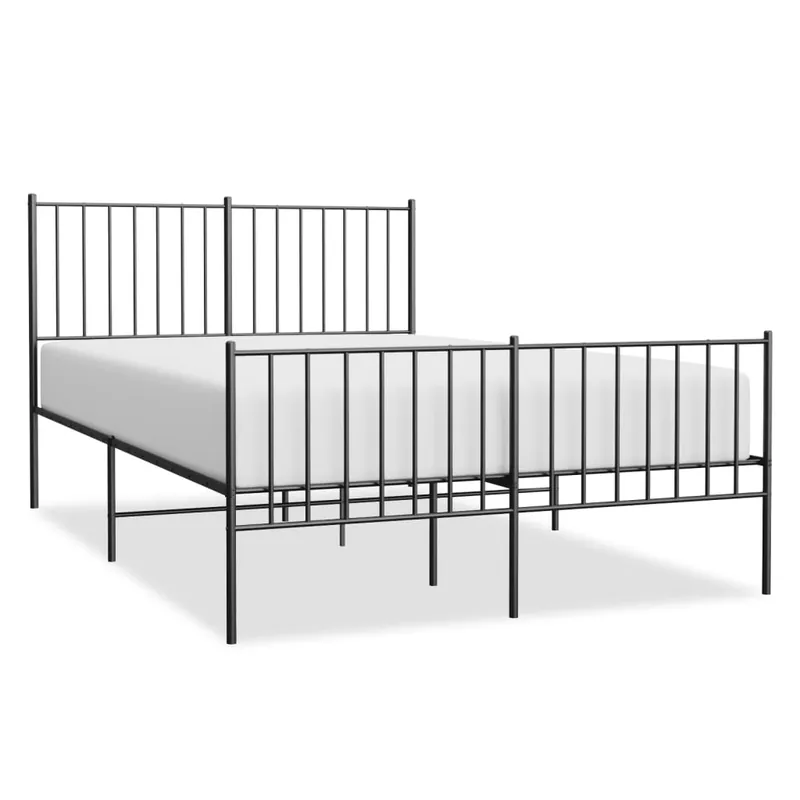 Estructura de cama con cabecero y pie metal negro 120x190 cm con cabecero y pie de cama - Descanso